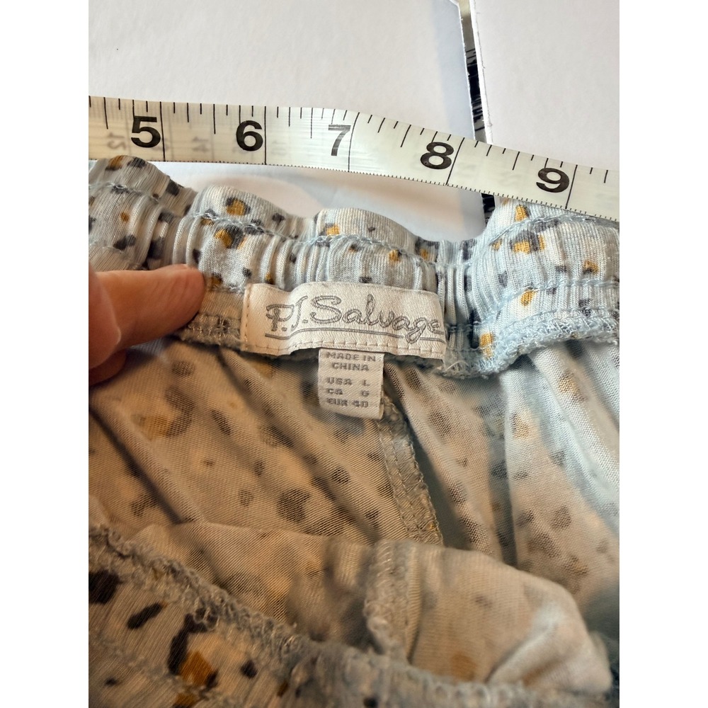 PJ Salvage Womens Blue Leopard Print Pajama Set Long Sleeve Button Up Large - Picture 7 of 7